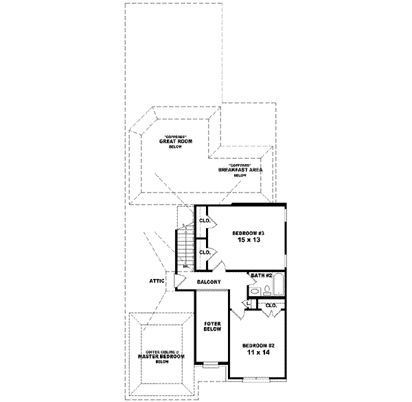 Colonial Floor Plan - Upper Floor Plan #81-534