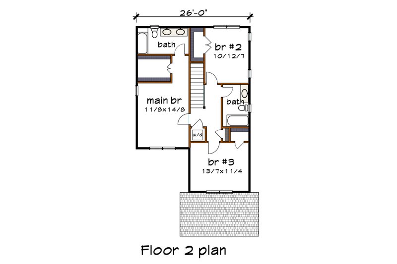House Design - Floor Plan - Upper Floor for Craftsman House Plan #79-327 - 3 bed, 2.5 bath