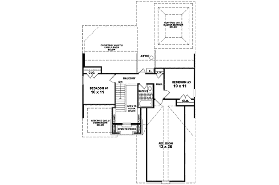 Floor Plan - Upper Floor for Traditional House Plan #81-527 - 4 bed, 3 bath