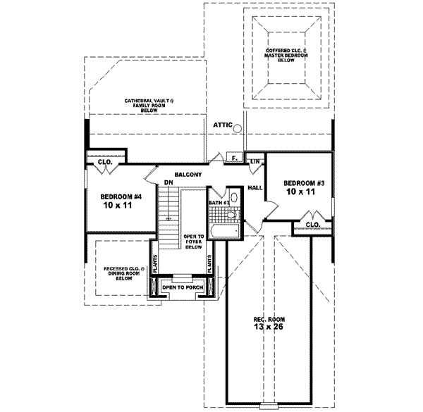 Traditional Floor Plan - Upper Floor Plan #81-527