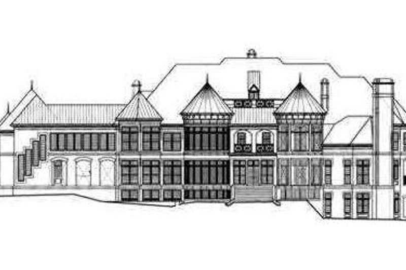 House Blueprint - Exterior - Rear Elevation for European House Plan #119-172 - 6 bed, 8.5 bath