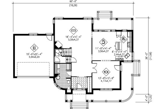 Floor Plan - Main Floor for European House Plan #25-269 - 3 bed, 2.5 bath