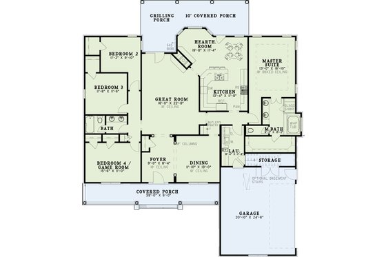 Floor Plan - Main Floor for Traditional House Plan #17-1086 - 4 bed, 2 bath
