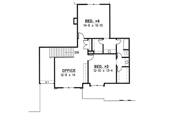 Floor Plan - Upper Floor for European House Plan #67-435 - 4 bed, 3 bath