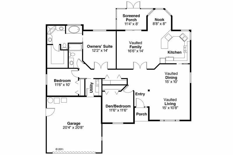 Architectural House Design - Floor Plan - Main Floor for Mediterranean House Plan #124-1083 - 3 bed, 2 bath