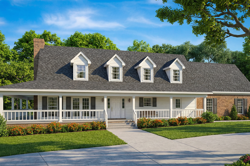 Traditional Style House Plan - 3 Beds 2.5 Baths 1860 Sq/Ft Plan #17-1163 Exterior