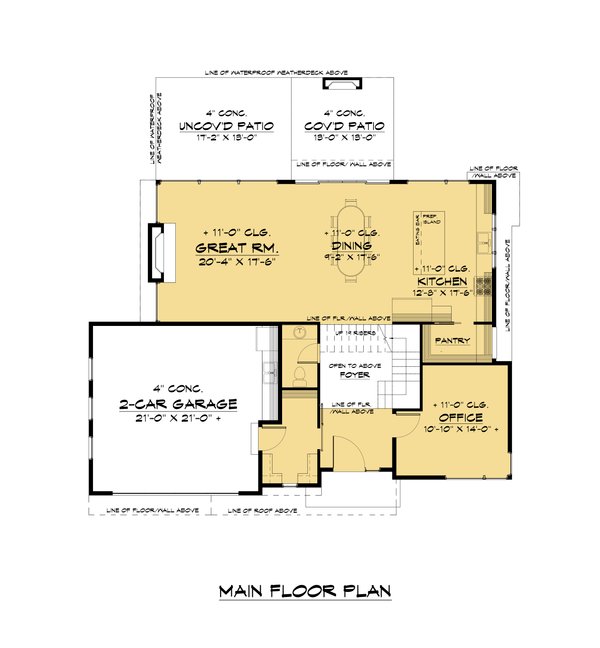 House Blueprint - Contemporary Floor Plan - Main Floor Plan #1066-180