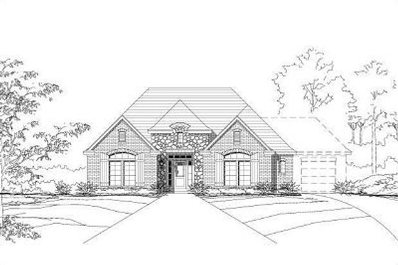 Exterior - Front Elevation for European House Plan #411-474 - 3 bed, 2 bath