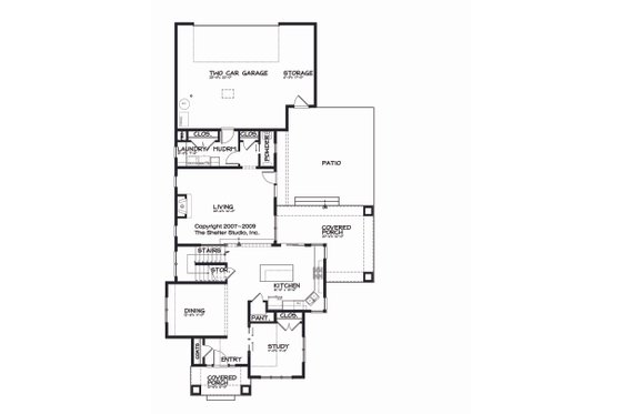 Floor Plan - Main Floor for Prairie House Plan #434-2 - 4 bed, 2.5 bath