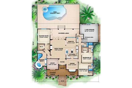 Floor Plan - Main Floor for Traditional House Plan #27-482 - 3 bed, 3.5 bath