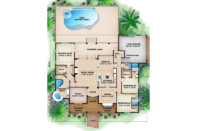 House Design - Floor Plan - Main Floor for Traditional House Plan #27-482 - 3 bed, 3.5 bath