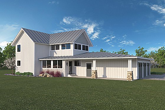 Exterior - Rear Elevation for Barndominium House Plan #1068-1 - 3 bed, 2.5 bath