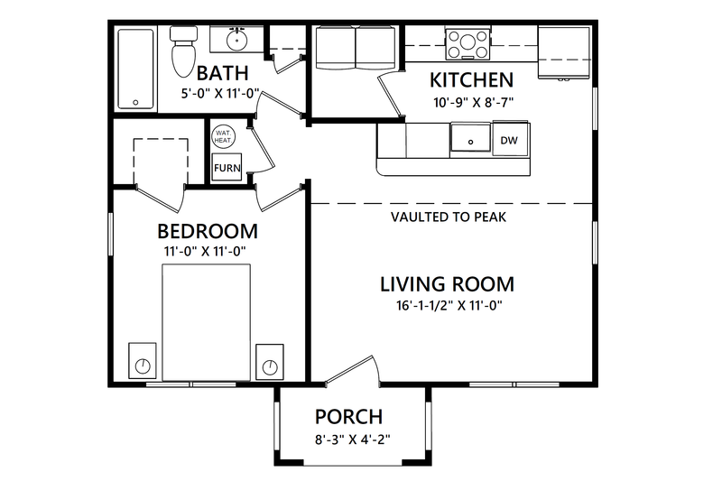 Home Plan - Floor Plan - Main Floor for Country House Plan #1123-7 - 1 bed, 1 bath