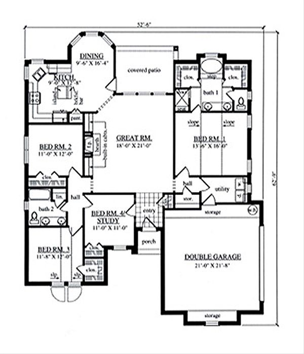 Home Plan - Traditional Floor Plan - Main Floor Plan #42-386