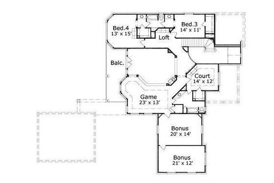 Floor Plan - Upper Floor for European House Plan #411-268 - 4 bed, 3.5 bath