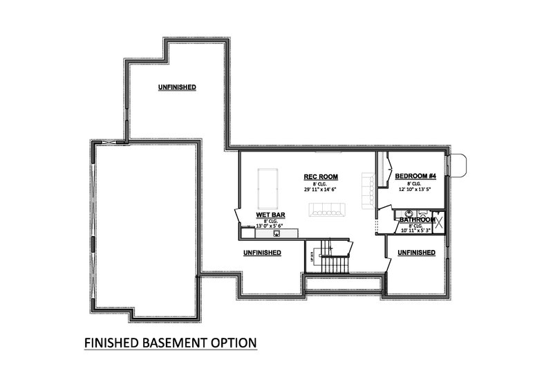 Architectural House Design - Floor Plan - Lower Floor for Country House Plan #1089-23 - 3 bed, 2 bath