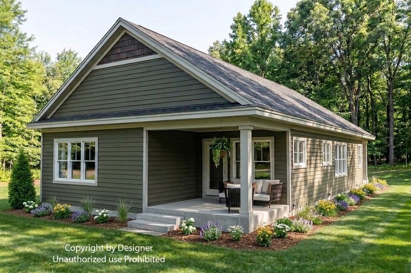 Home Plan - Exterior - Rear Elevation 1 for Craftsman House Plan #51-1548 - 2 bed, 2 bath
