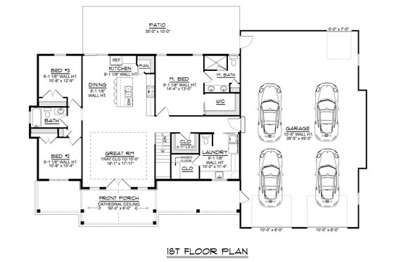 Floor Plan - Main Floor 1 for Barndominium House Plan #1064-334 - 3 bed, 2 bath