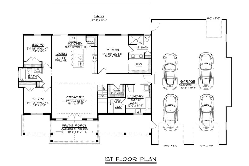 Home Plan - Floor Plan - Main Floor 1 for Barndominium House Plan #1064-334 - 3 bed, 2 bath