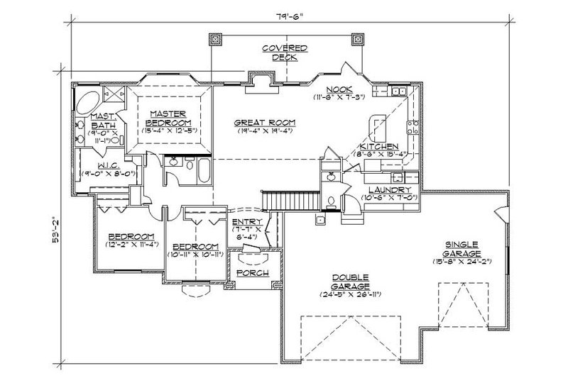 Architectural House Design - Floor Plan - Main Floor for Traditional House Plan #5-254 - 5 bed, 3.5 bath