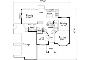 Floor Plan - Main Floor for Modern House Plan #78-208 - 3 bed, 2.5 bath