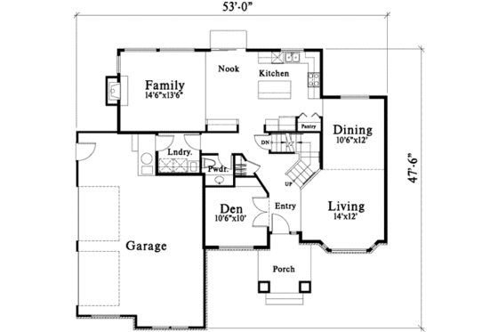 Floor Plan - Main Floor for Modern House Plan #78-208 - 3 bed, 2.5 bath