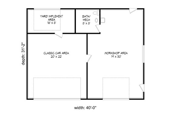 Floor Plan - Main Floor for Country House Plan #932-165, 0.5 bath