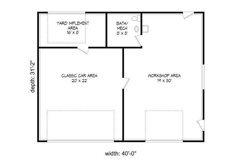 Architectural House Design - Floor Plan - Main Floor for Country House Plan #932-165, 0.5 bath
