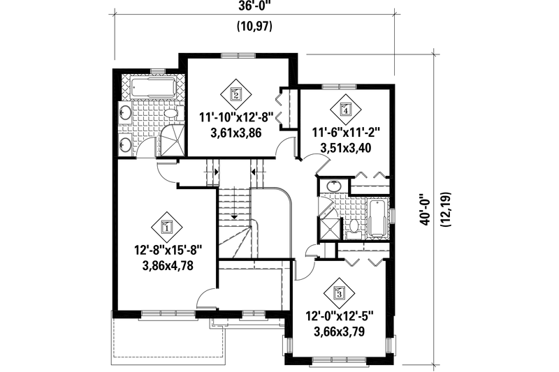 Home Plan - Floor Plan - Upper Floor for European House Plan #25-4568 - 4 bed, 2 bath