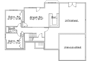 Floor Plan - Lower Floor for European House Plan #31-111 - 3 bed, 2 bath