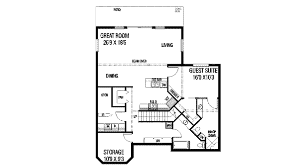 Architectural House Design - Traditional Floor Plan - Lower Floor Plan #60-607