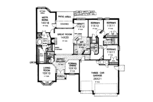 Floor Plan - Main Floor for European House Plan #310-812 - 4 bed, 2.5 bath