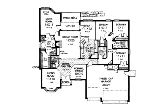 Floor Plan - Main Floor for European House Plan #310-812 - 4 bed, 2.5 bath