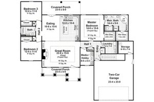 Floor Plan - Main Floor for Craftsman House Plan #21-545 - 3 bed, 2 bath