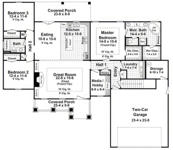 House Blueprint - Craftsman Floor Plan - Main Floor Plan #21-545