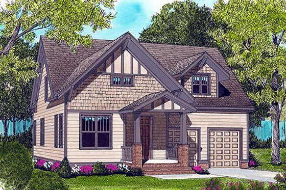 Exterior - Front Elevation for Craftsman House Plan #413-803 - 3 bed, 2.5 bath