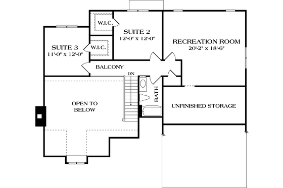 Floor Plan - Upper Floor for Craftsman House Plan #453-85 - 3 bed, 2.5 bath