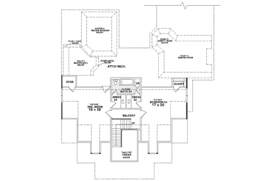 Floor Plan - Upper Floor for Southern House Plan #81-378 - 4 bed, 3.5 bath