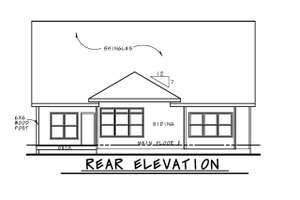 Exterior - Rear Elevation for Craftsman House Plan #20-2463 - 2 bed, 2 bath