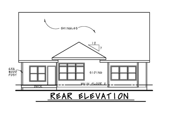 Exterior - Rear Elevation for Craftsman House Plan #20-2463 - 2 bed, 2 bath
