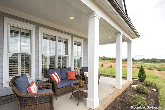Exterior - Covered Porch 1 for European House Plan #929-859 - 3 bed, 2.5 bath
