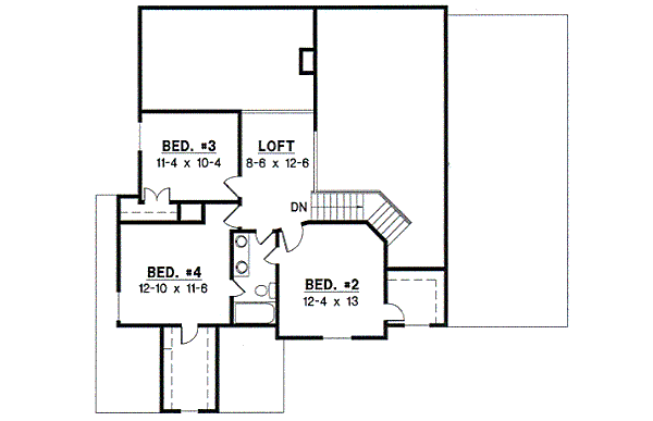 Traditional Floor Plan - Upper Floor Plan #67-399