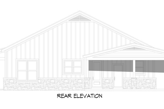 Exterior - Rear Elevation 1 for Barndominium House Plan #932-1141 - 4 bed, 3 bath