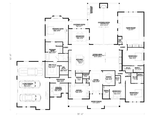 Dream House Plan - Farmhouse Floor Plan - Main Floor Plan #1112-3