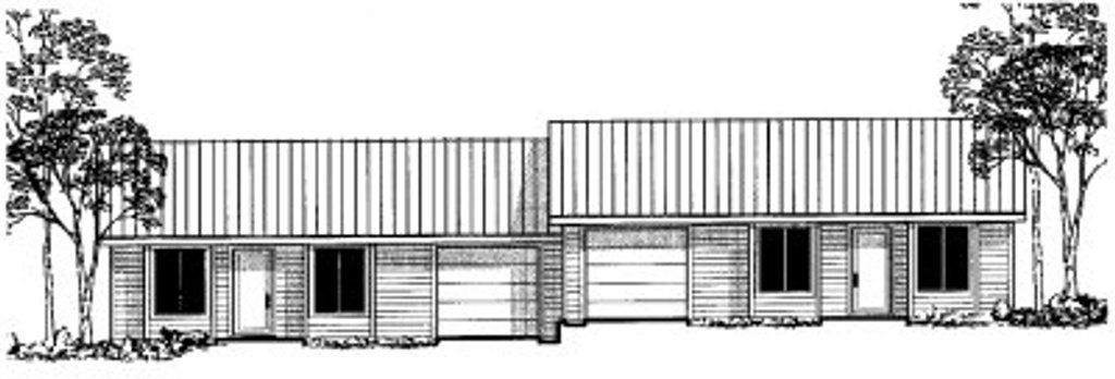 Exterior - Front Elevation 2 for Ranch House Plan #303-370 - 2 bed, 2 bath