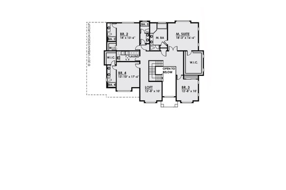 Floor Plan - Upper Floor for Craftsman House Plan #1066-25 - 5 bed, 5.5 bath
