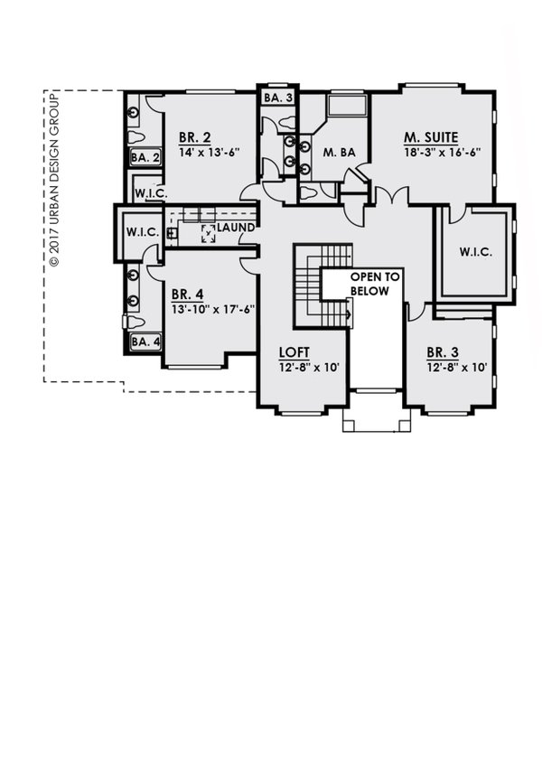 Craftsman Floor Plan - Upper Floor Plan #1066-25