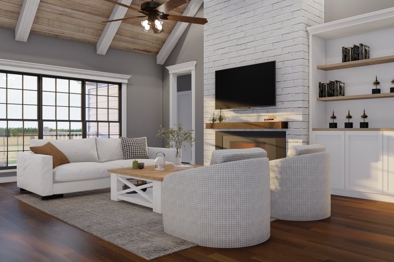 House Blueprint - Interior - Family Room 1 for Farmhouse House Plan #17-3443 - 3 bed, 2 bath
