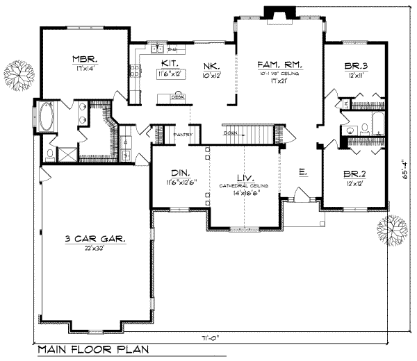 Traditional Floor Plan - Main Floor Plan #70-378