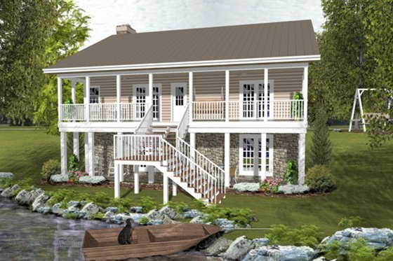 Exterior - Rear Elevation for Country House Plan #56-697 - 2 bed, 1.5 bath
